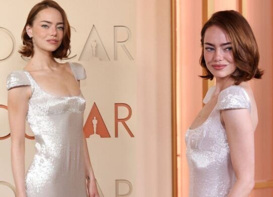 Emma Stone Oscars 2026 Liquid Silver Dress Viral Reaction